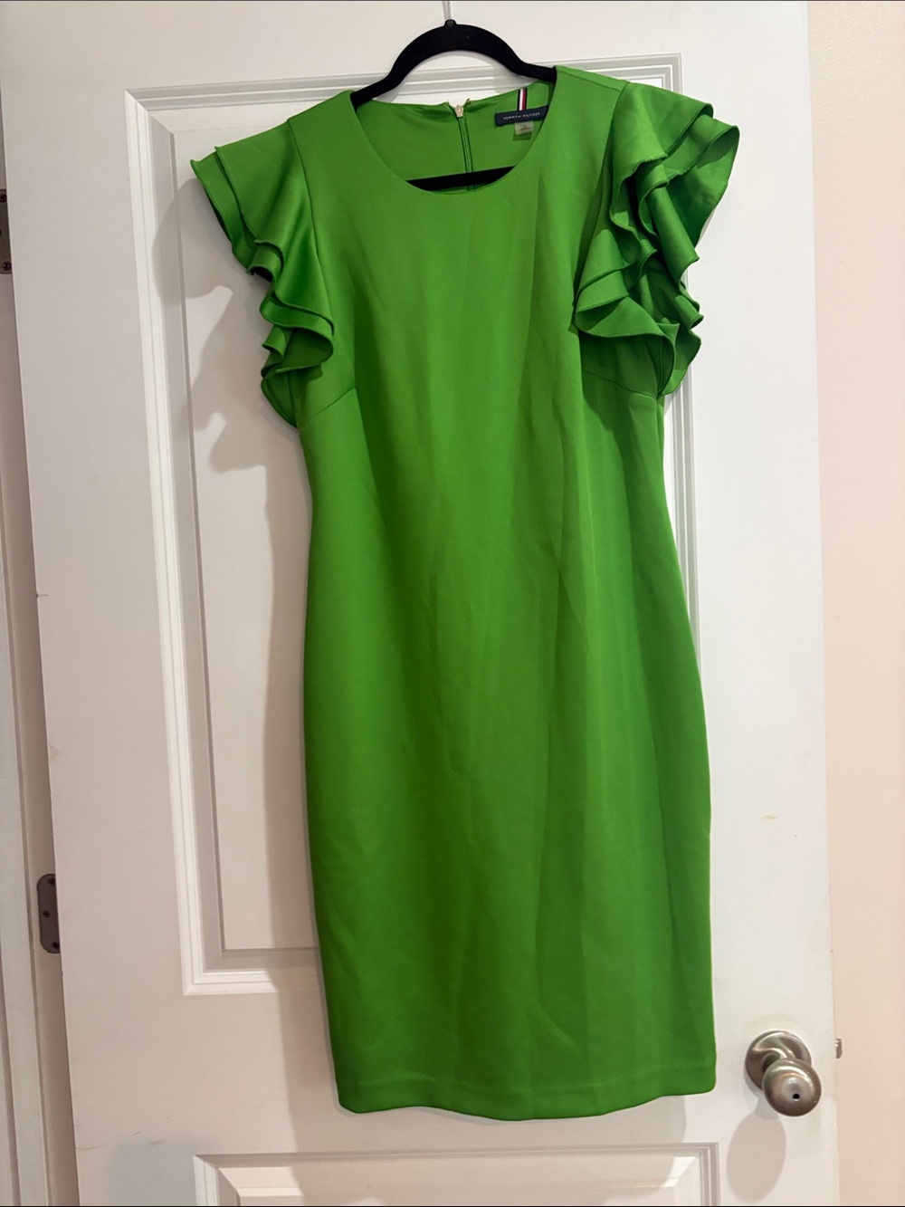 Tommy Hilfiger Bright Green Ruffle Sleeve Midi Dress